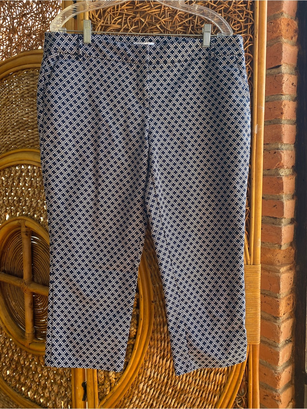 Dalia Navy and White Patterned Capris Size 14
